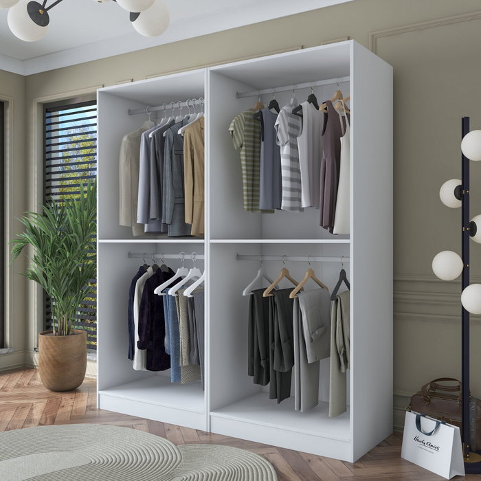 Hanah Home Armario Blanco con Estanterías Personalizables Hanah Home Armario Blanco con Estanterías Personalizables